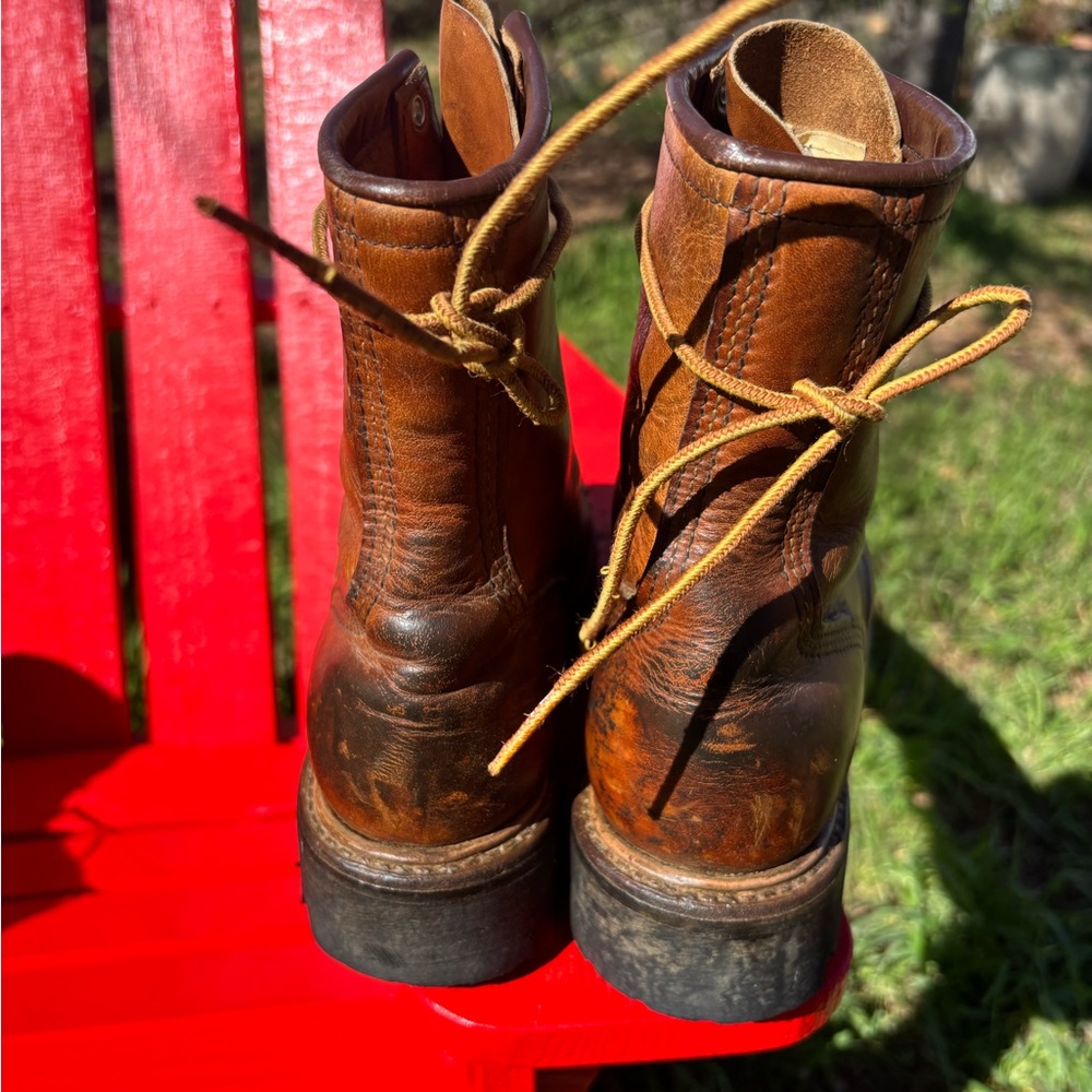 Red Wing Shoes tan-brown Leather Lace-Up Work Boots - Picture 3 of 7